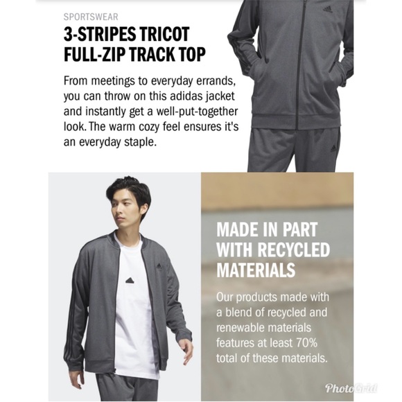 Adidas men’s Essentials three-stripe track jacket size XL - Picture 11 of 11